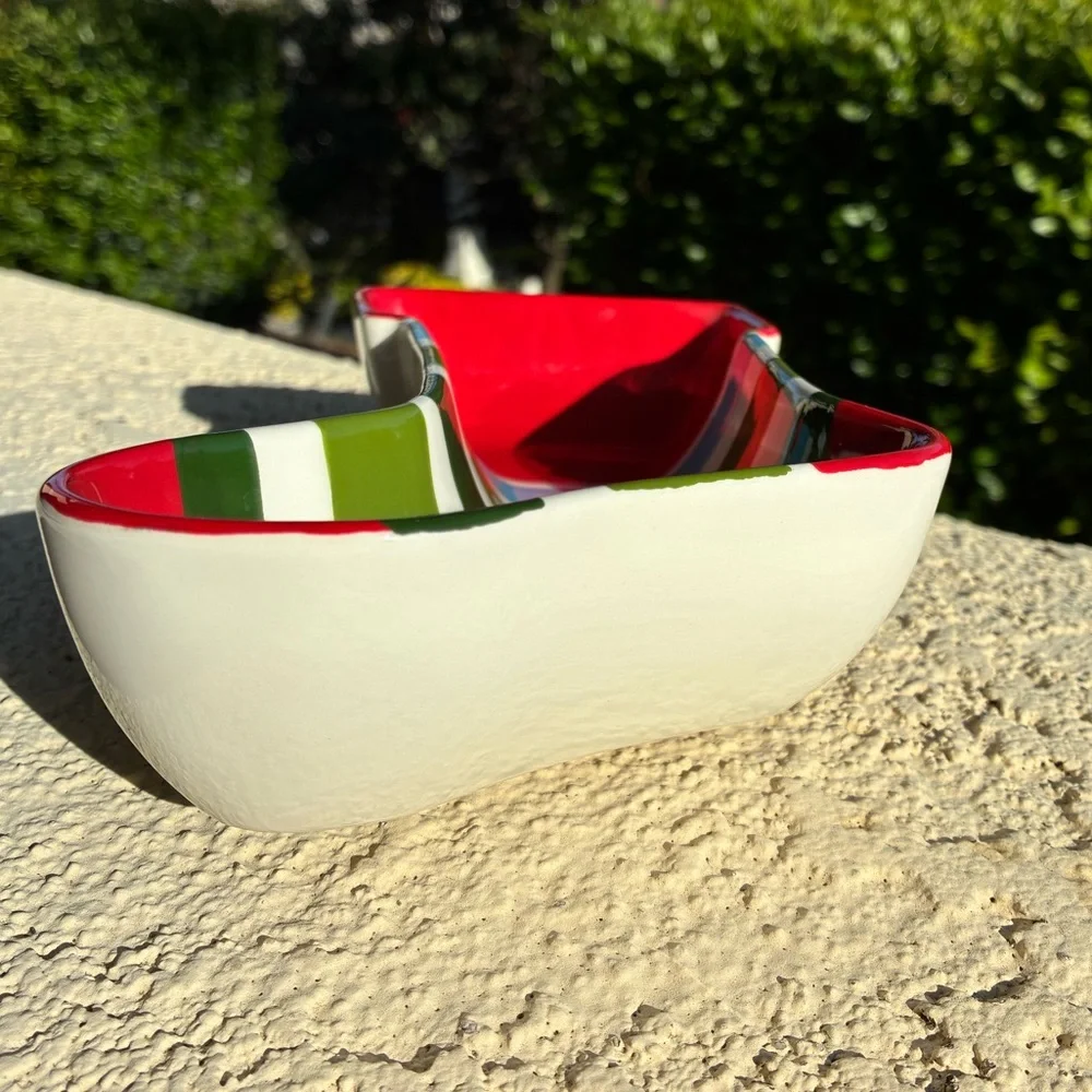 Sur La Table Colorful Striped Christmas Stocking Dish